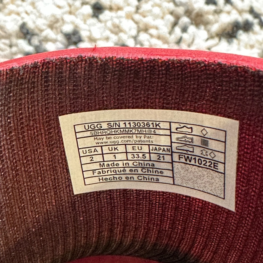 New KIDS SIZE 2 TAFFY Red UGG DRIZLITA TPE RAIN SNOW BOOTS 1130361K - Picture 10 of 11